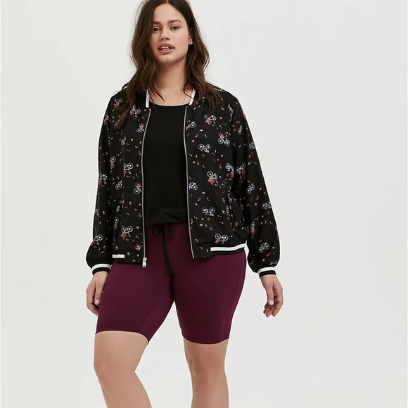 🆕🚲 BLACK CREPE FLORAL & BIKE BOMBER JACKET 🚲 - Picture 4 of 6